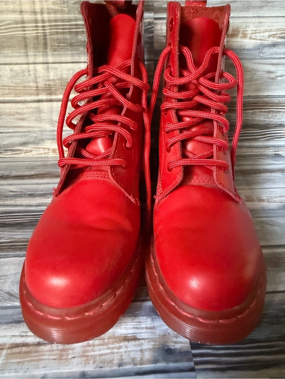 dr. martens 1460 Pascal Poppy Red Smooth boot Womens Size 6 - Picture 3 of 9